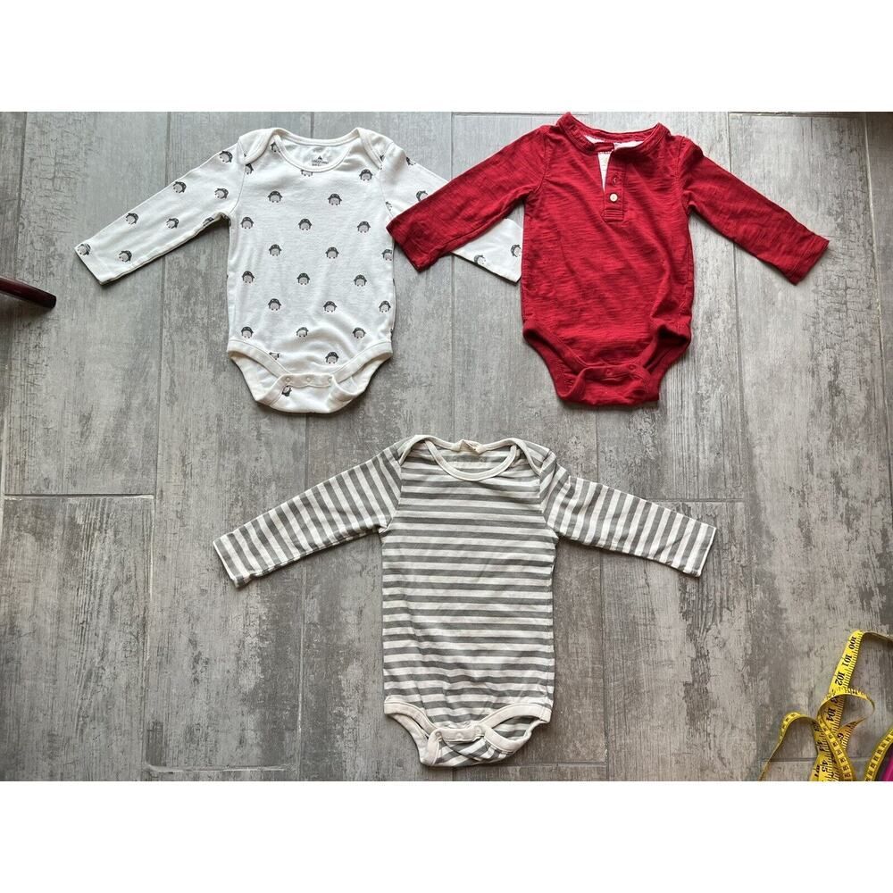 BABY GAP Toddler One Piece Long Sleeve Bodysuits Lot Set of 3 Cotton 12-18m